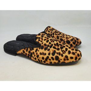 NEW Birdies Size 8 Leopard Print Slide Mules Flats Calf Hair Smoker Round Toe